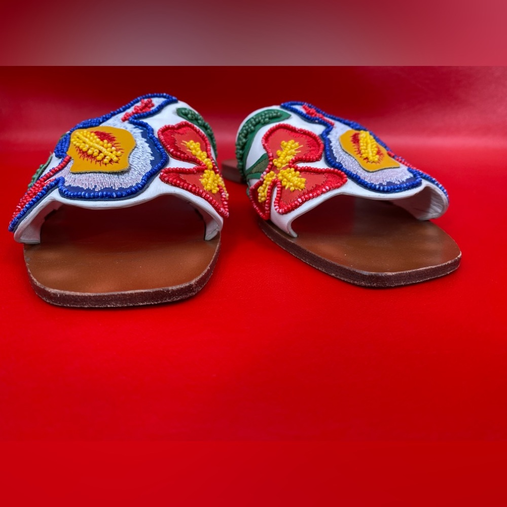 Tory Burch Bianca floral beaded flat sandals size 7 1/2 - Picture 5 of 14